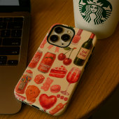 Aesthetic Pink Patterns Watercolor Style iPhone 16 Hülle