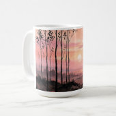 Aesthetic Pink Sunset Coffee Mug – Nature Inspired Kaffeetasse (Vorderseite Links)