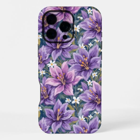 Aesthetic Purple Lily Floral Watercolor iPhone Hülle (Rückseite)