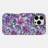 Aesthetic Purple Lily Floral Watercolor iPhone Hülle (Rückseite (Horizontal))
