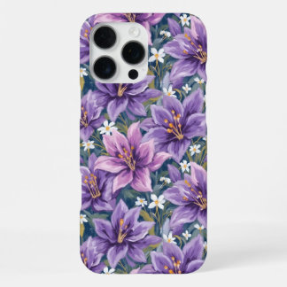Aesthetic Purple Lily Floral Watercolor iPhone 16 Pro Max Hülle