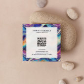 Aesthetic rainbow glitter agate quadratische visitenkarte