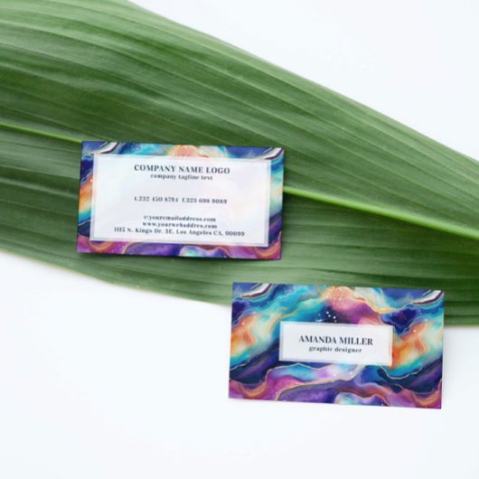 Aesthetic rainbow glitter agate visitenkarte