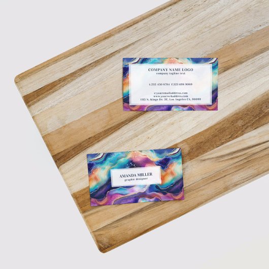 Aesthetic rainbow glitter agate visitenkarte