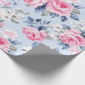 Aesthetic Shabby Chic Pink Roses Seamless Pattern Geschenkpapier (Ecke)