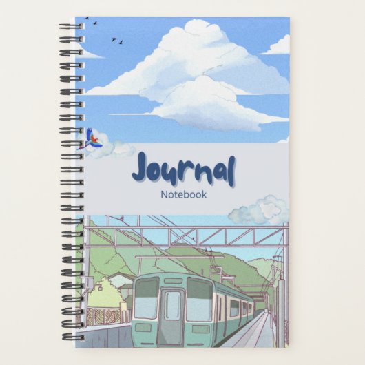 Aesthetic Sky & Train Journal Notebook | Cute Past Planer (Vorderseite)