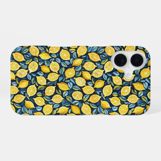 Aesthetic Summer Lemon Pattern iPhone Case 16 Hülle (Rückseite (Horizontal))