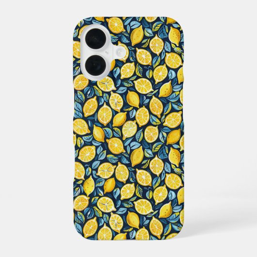 Aesthetic Summer Lemon Pattern iPhone Case 16 Hülle (Rückseite)