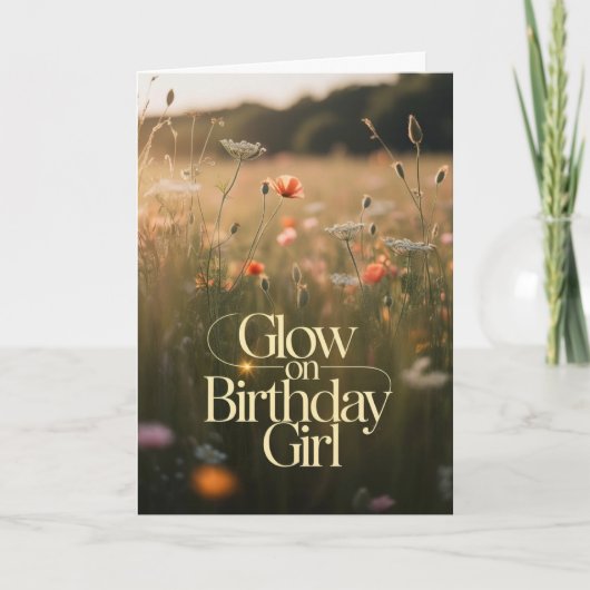 Aesthetic Sun Drenched Golden Hour Botanical Karte (Vorderseite)