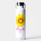 Aesthetic Sunflower, Trendy Girly Name & Monogram Trinkflasche (Vorne)