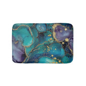 Aesthetic Turquoise & Gold Flowing Marble Badematte (Vorderseite)