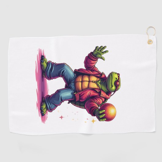 Aesthetic Turtle Disco T - Shirt Golfhandtuch (Horizontal)