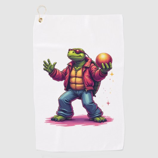 Aesthetic Turtle Disco T - Shirt Golfhandtuch (Vorderseite)