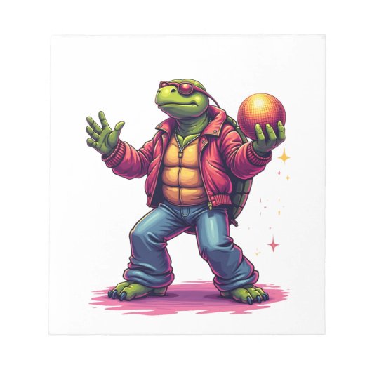 Aesthetic Turtle Disco T-Shirt Notizblock (Vorderseite)