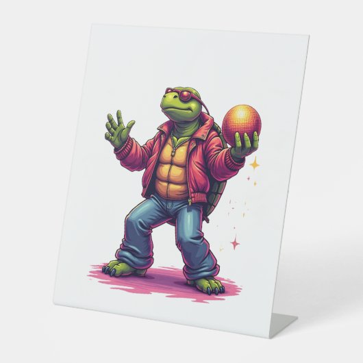 Aesthetic Turtle Disco T - Shirt Sockelschild (Vorderseite)