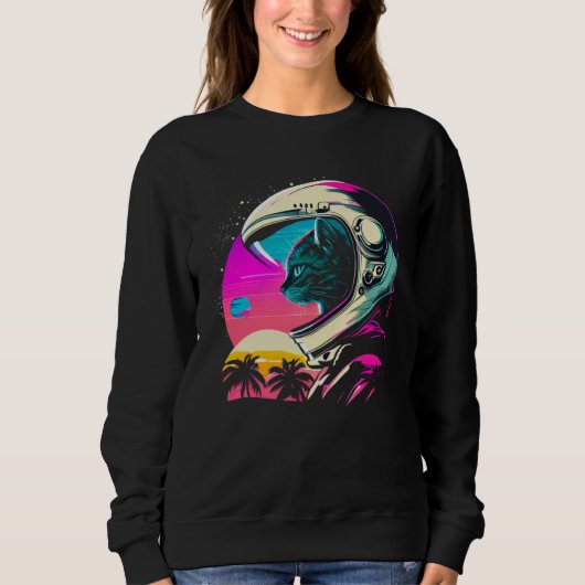 Aesthetic Vaporwave Space Cat 80s 90s Astronaut  1 Sweatshirt (Vorderseite)