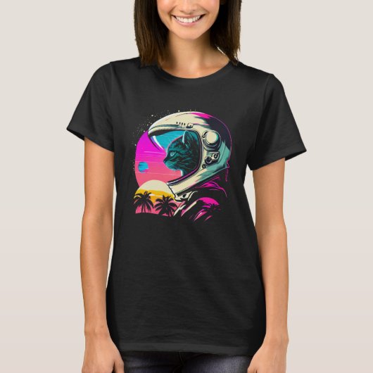 Aesthetic Vaporwave Space Cat 80s 90s Astronaut  1 T-Shirt (Vorderseite)