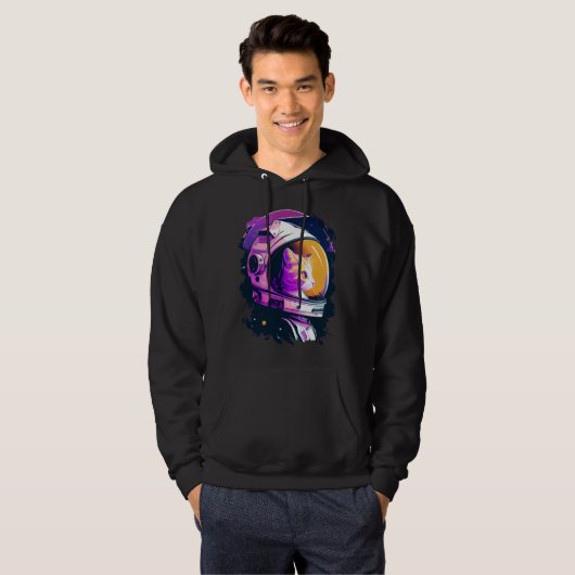 Aesthetic Vaporwave Space Cat 80s 90s Astronaut  4 Hoodie (Vorne ganz)