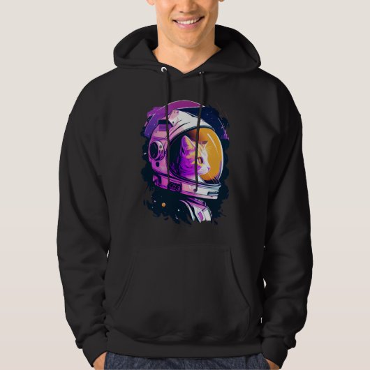 Aesthetic Vaporwave Space Cat 80s 90s Astronaut  4 Hoodie (Vorderseite)