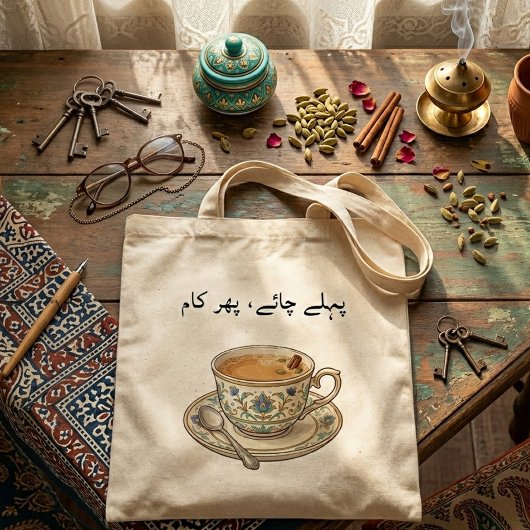 Aesthetic Vintage Chai Lover Urdu Custom Text  Tragetasche