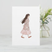 Aesthetic Walking Girl Sticker Einladung (Stehend Vorderseite)
