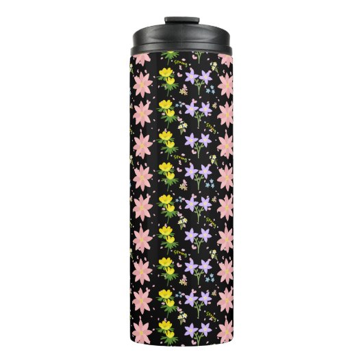 Aesthetic Wildflower Botanical Pattern Thermal Tum Thermosbecher (Vorderseite)