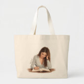 Aesthetic Woman Writing Illustration Tote Bag Jumbo Stoffbeutel (Vorne)