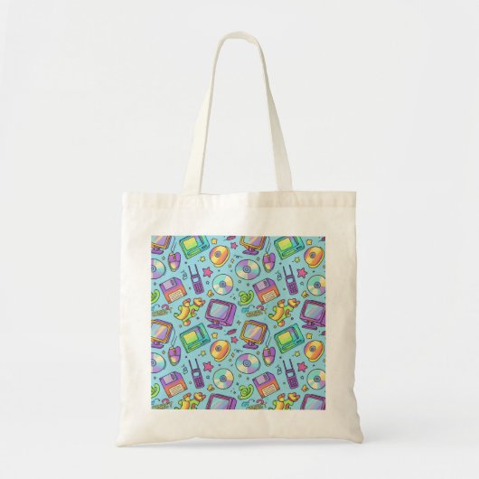 Aesthetic Y2K Retro Tech Doodle Tote Bag Tragetasche (Vorne)