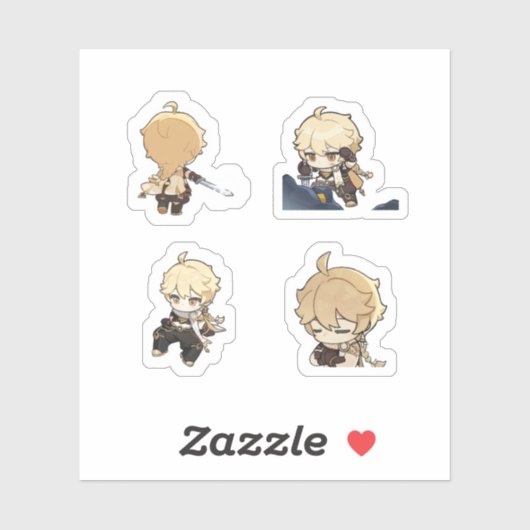 Aether Genshin Impact 4er Stickerbogen Extra  Aufkleber (Blatt)