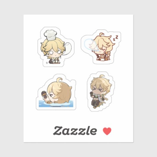 Aether Genshin Impact 4er Stickerbogen Extra P Aufkleber (Blatt)