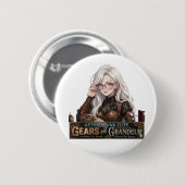 Aether Punk Elite Steampunk Anime Mädchen Zahnräde Button (Vorne & Hinten)