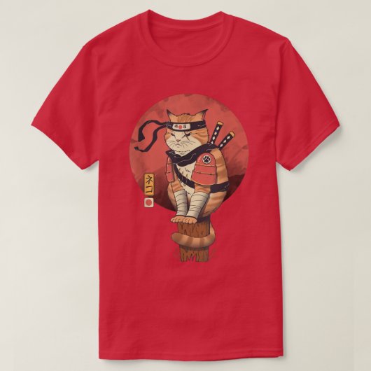 AETICON Japanischer Stil Samurai Cat T-Shirt (Design vorne)
