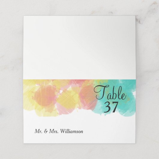 Aetsy Gouache Wedding Table Name Platzkarte (Außenseite Aufgefaltet)