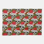 AF Cooles Skelett in Weihnachtsmannmütze Geschirrtuch (Horizontal)