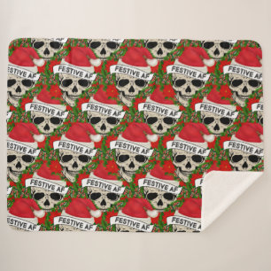 AF Cooles Skelett in Weihnachtsmannmütze Sherpadecke