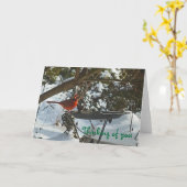 AF - Kardinal im Schneeballgedanken deiner Karte (Gelbe Blume)