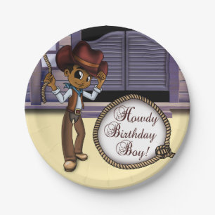 AfAmerican Cowboy Birthday Pappteller