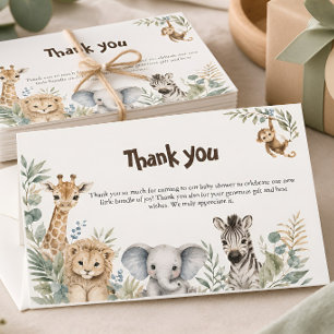 afari Baby Shower Geschlechtsneutrale Safari-Tiere Dankeskarte
