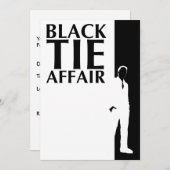 Affäre mit schwarzer Krawatte: ernsthafte Silhouet Einladung (Vorne/Hinten)