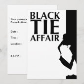 Affäre mit schwarzer Krawatte: schöne Silhouette Einladung (Vorne/Hinten)
