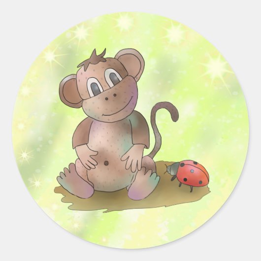 Äffchenschnuller  runder aufkleber (Vorderseite)