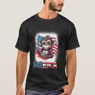 Affe 4. Juli Patriotisch Merica USA-Flagge T-Shirt