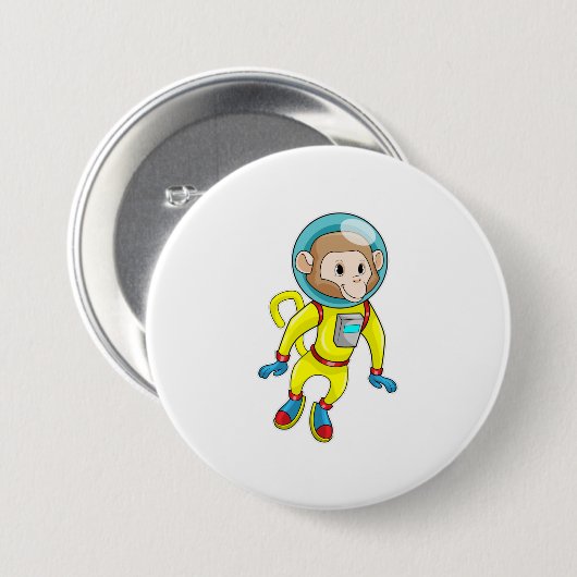 Affe als Astronaut Button (Vorne & Hinten)