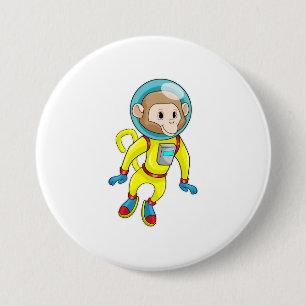 Affe als Astronaut Button