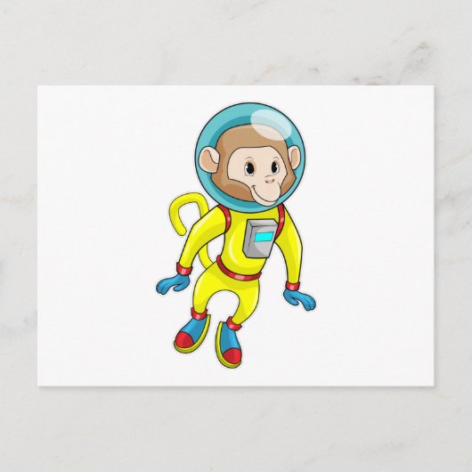 Affe als Astronaut Postkarte (Vorderseite)