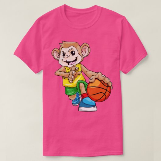Affe als Basketballspieler mit Basketball 2 T-Shirt (Design vorne)