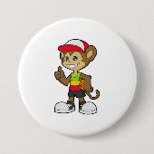 Affe als Basketballspieler mit Basketball Button (Vorderseite)