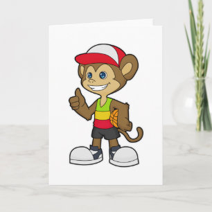 Affe als Basketballspieler mit Basketball Karte