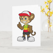 Affe als Basketballspieler mit Basketball Karte (Gelbe Blume)