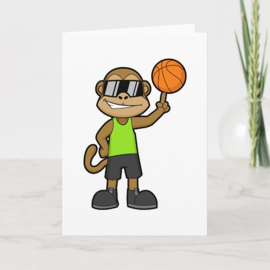 Affe als Basketballspieler mit Basketball Karte (Vorderseite)